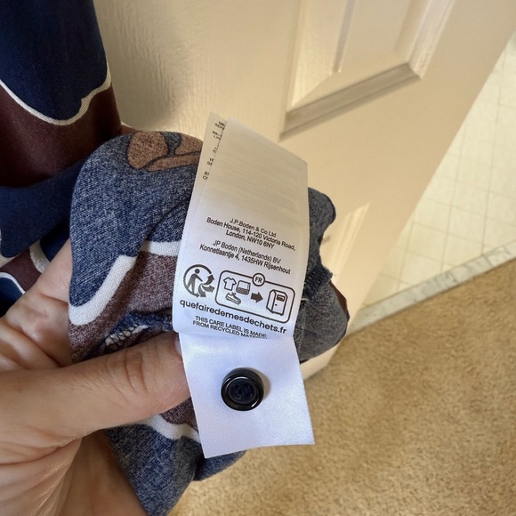 Boden Blue and Brown Long Sleeve Sundress with Bishop Sleeves - Picture 6 of 6